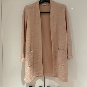 Cozy long Reitmans cardigan in light pink